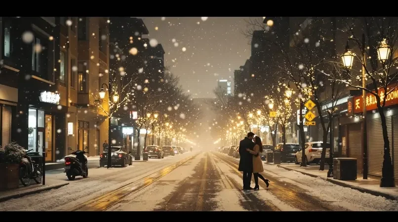 5060电影网《首尔初雪时》横屏封面，韩剧浪漫爱情题材，评分9.3